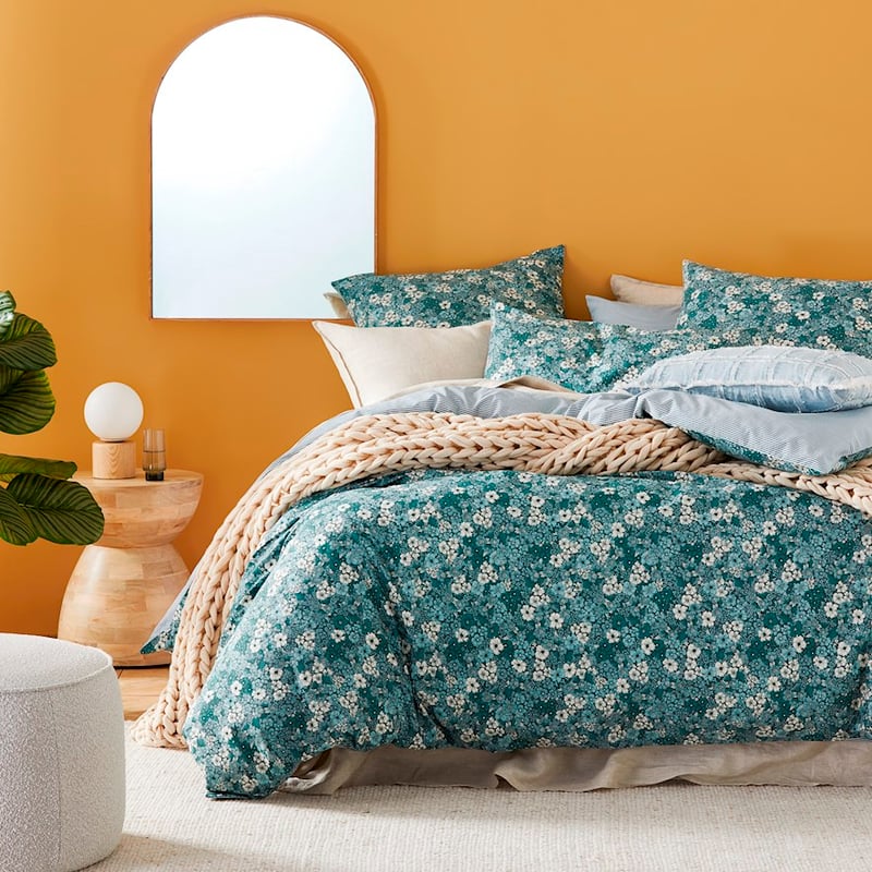 Cypress Bloom Green Quilt Cover Set + Pillowcases