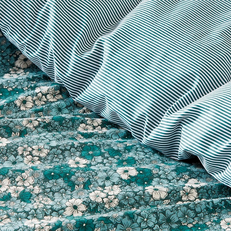 Cypress Bloom Green Quilt Cover Set + Pillowcases