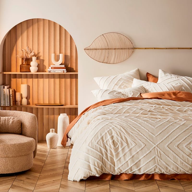 Iris Natural Tufted Quilt Cover + Pillowcases