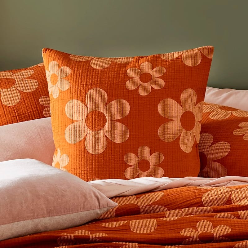 Marigold Burnt Orange Matelasse Quilt Cover + Pillowcases