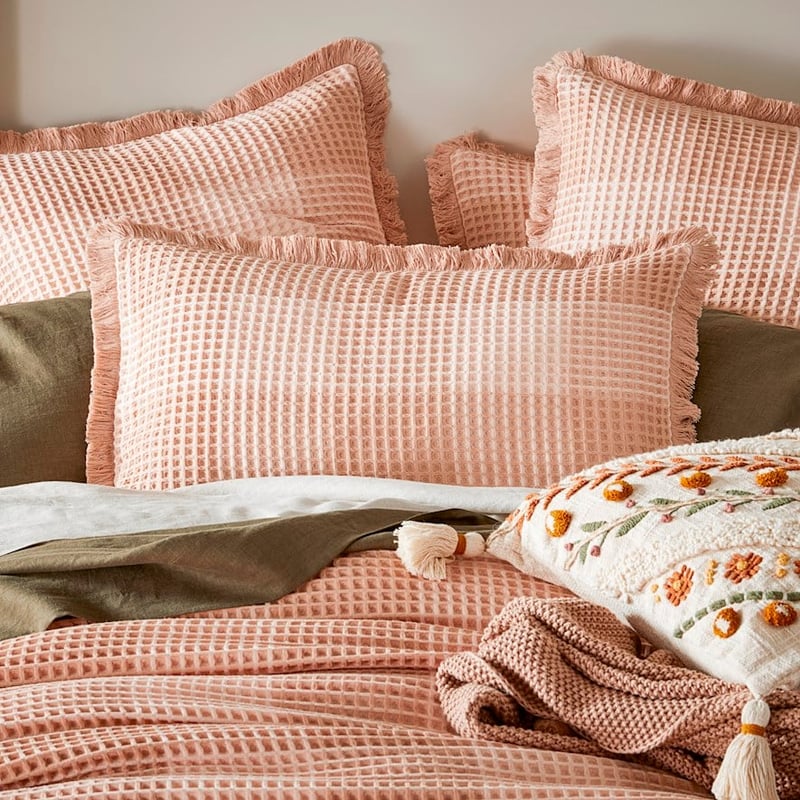 Harlem Waffle Salmon Check Quilt Cover Separates