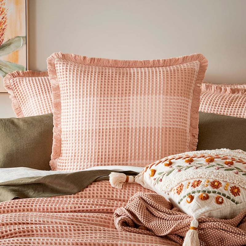 Harlem Waffle Salmon Check Quilt Cover Separates