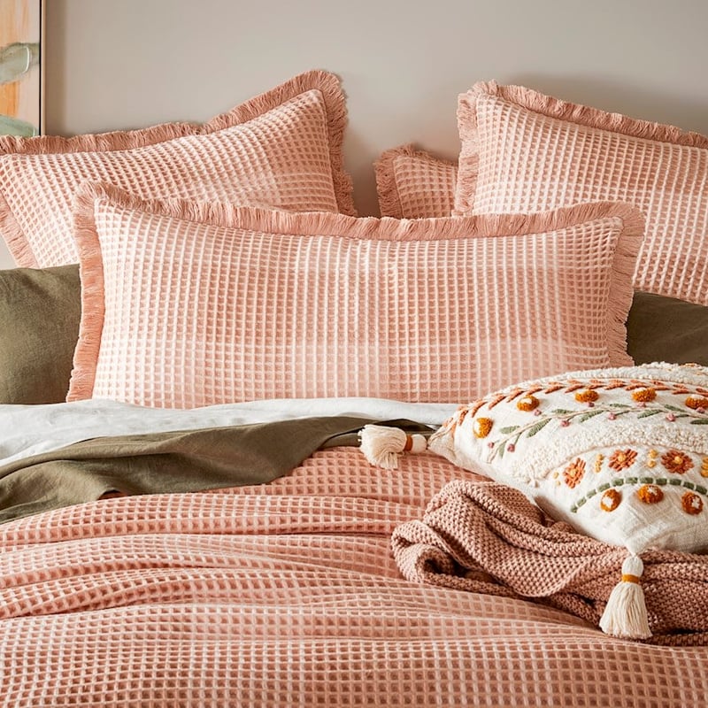 Harlem Waffle Salmon Check Quilt Cover Separates