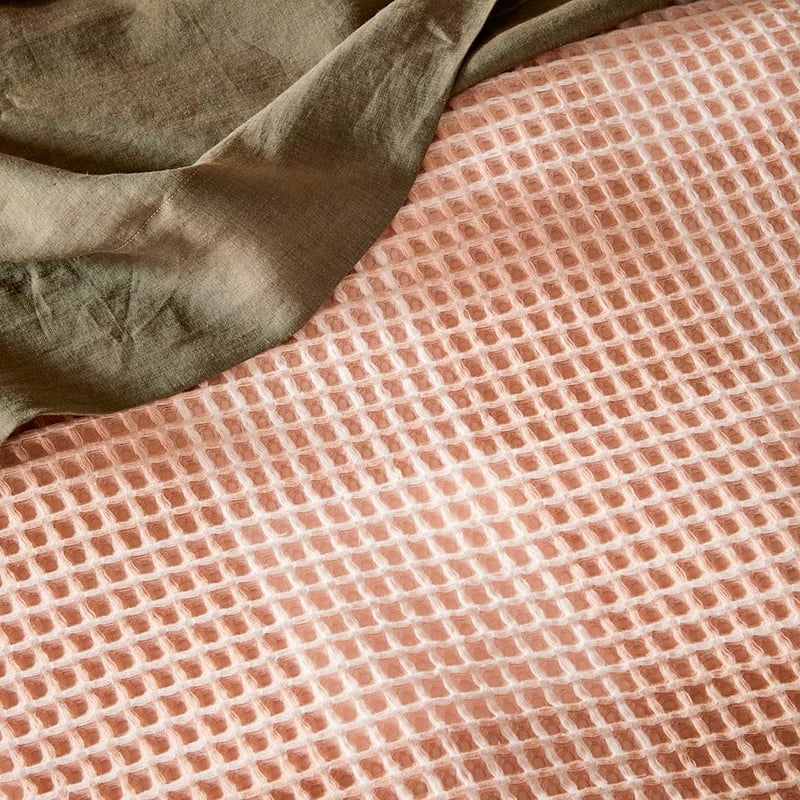 Harlem Waffle Salmon Check Quilt Cover Separates