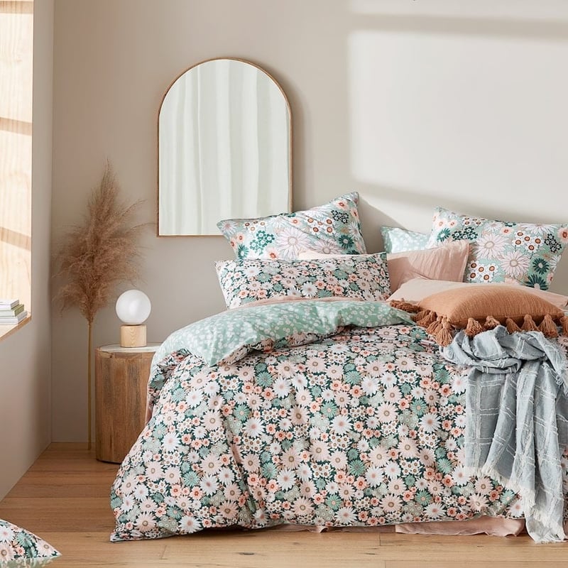 Phoebe Floral Green Quilt Cover Set + Separates