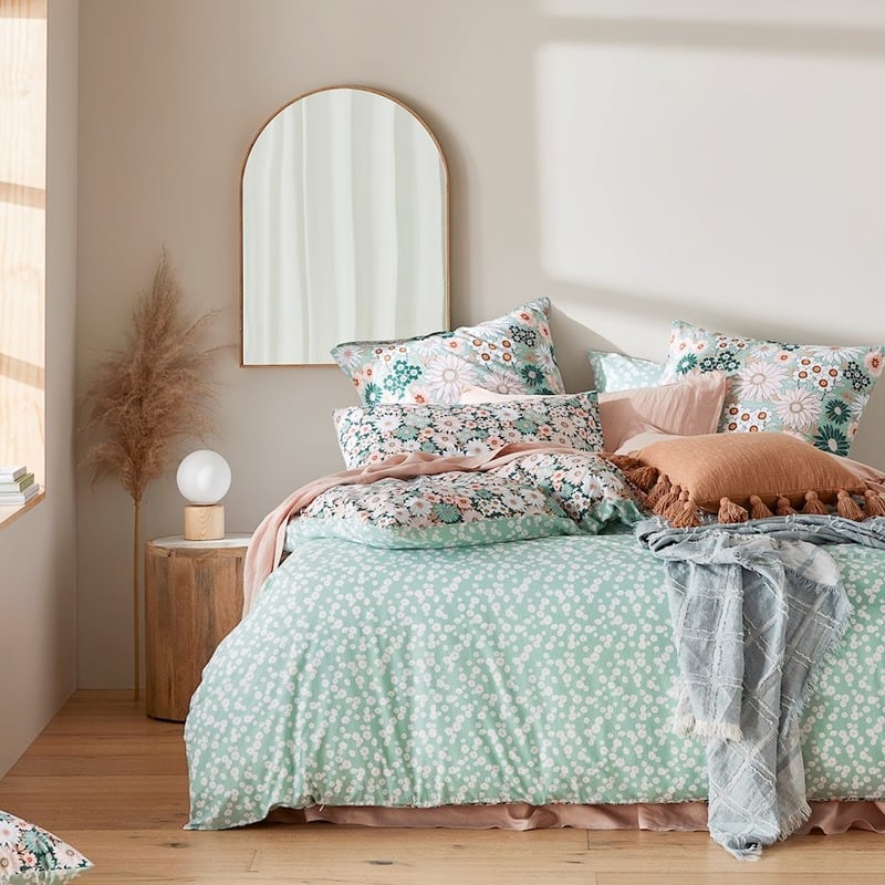 Phoebe Floral Green Quilt Cover Set + Separates