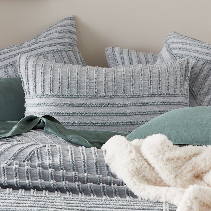 Kian Tufted Silver Duvet Cover + Pillowcases