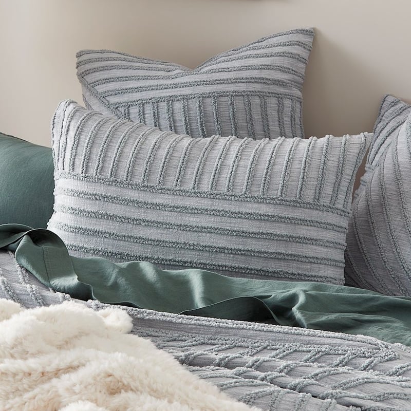 Kian Tufted Silver Duvet Cover + Pillowcases