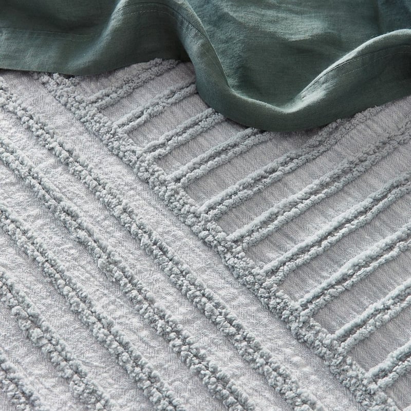 Kian Tufted Silver Duvet Cover + Pillowcases