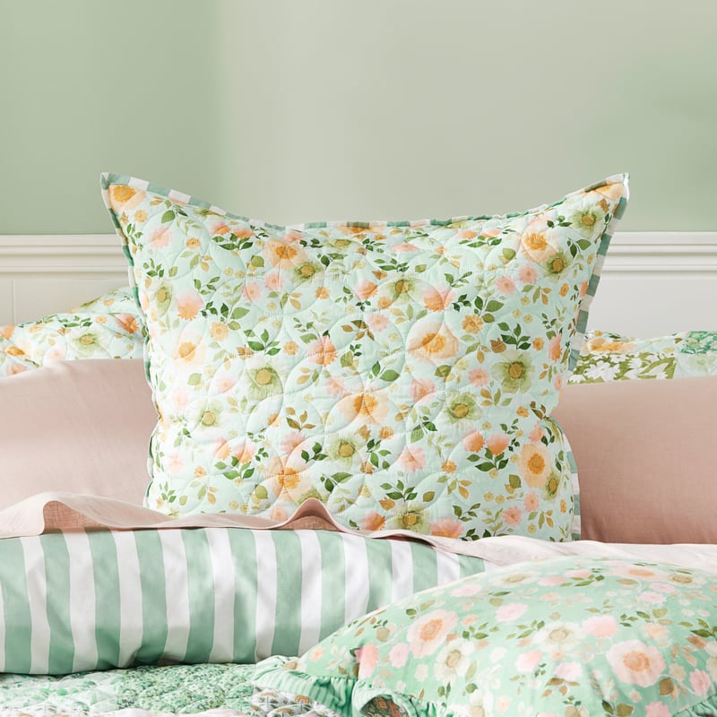 Bella Green Quilted Pillowcases