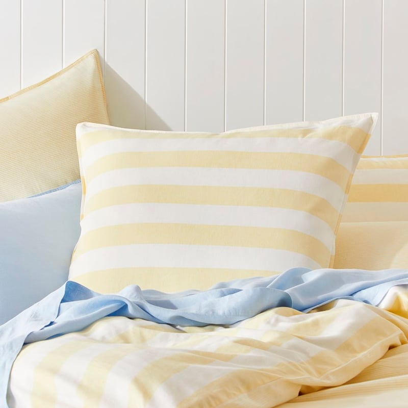 Vintage Washed Linen Cotton Pastel Lemon Quilt Cover Set