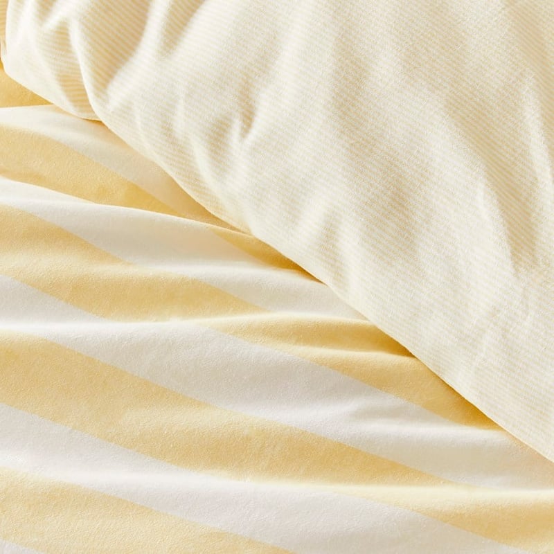 Vintage Washed Linen Cotton Pastel Lemon Quilt Cover Set