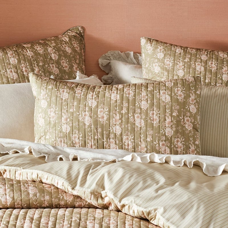 Vintage Rose Olive Quilted Pillowcases