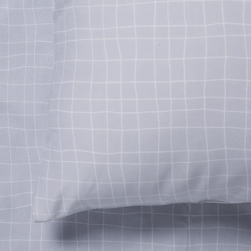 Perfect Percale Sheet Set Woble Check Silver
