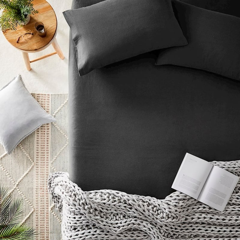 Flannelette Charcoal Sheet Separates + Pillowcases