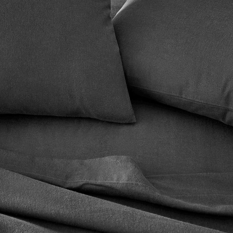 Flannelette Charcoal Sheet Separates + Pillowcases