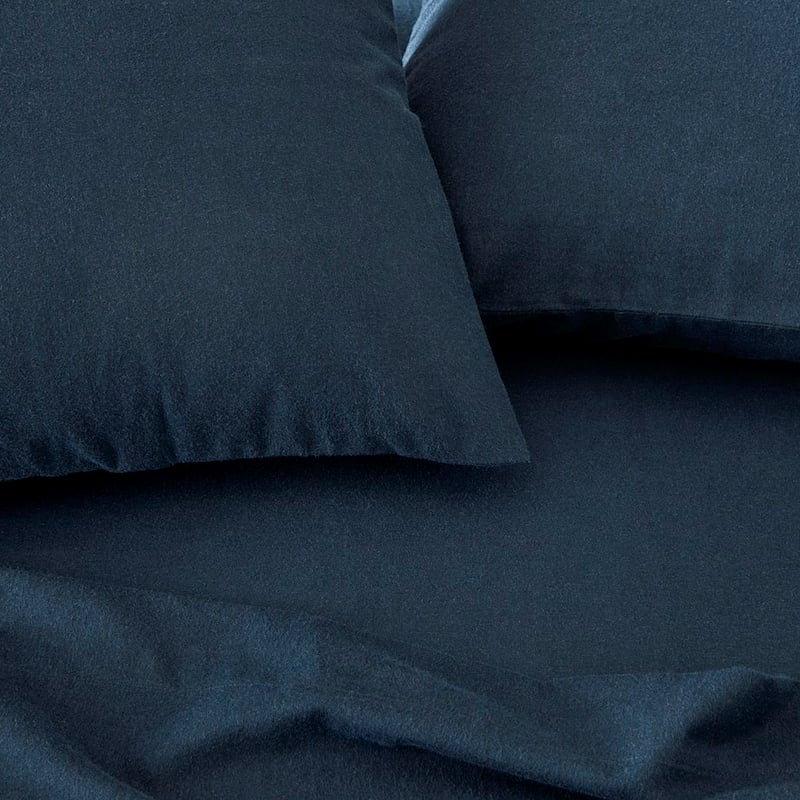 Flannelette Navy Sheet Set + Pillowcases
