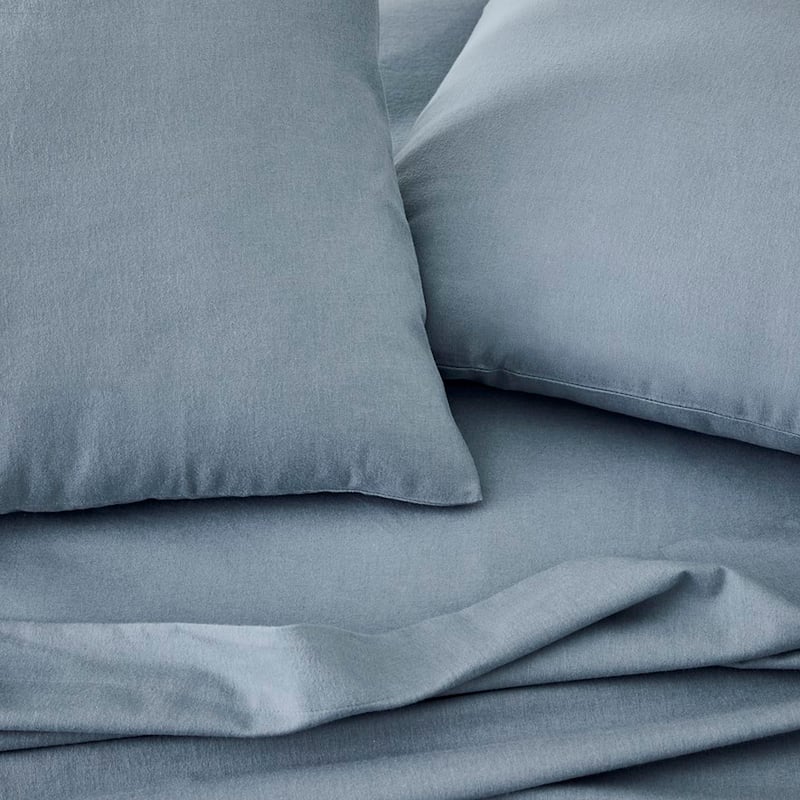 Flannelette Powder Blue Sheet Separates + Pillowcases