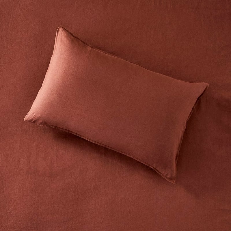 Vintage Washed Linen Pecan Brown Sheet Separates + Pillowcases