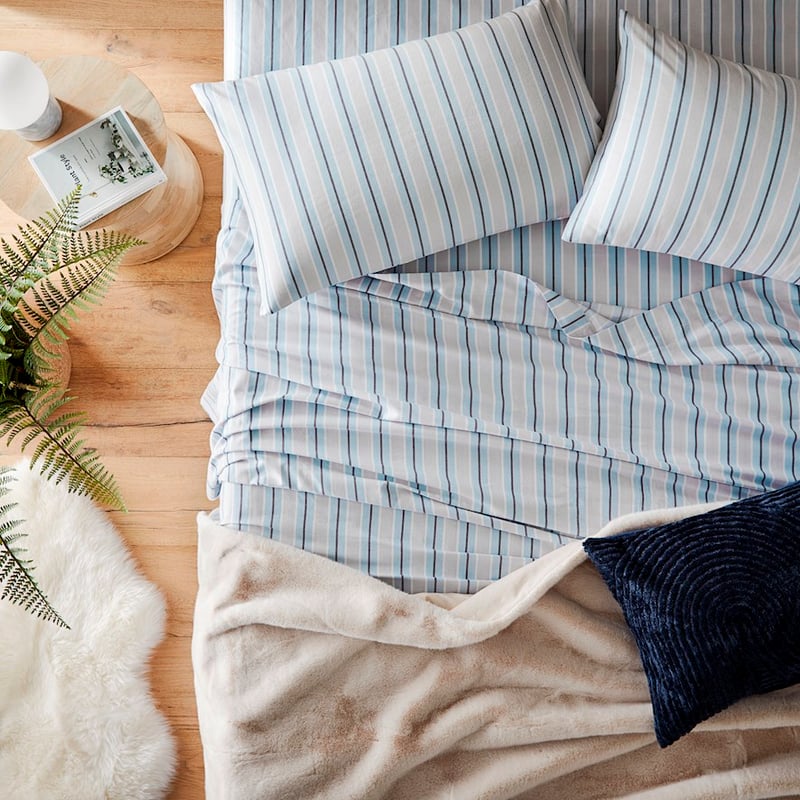 Yarn Dyed Ice Stripe Cotton Sheet Set + Pillowcases