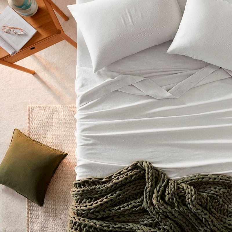 Vintage Washed Linen Cotton Silver Stripe Sheet Set + Pillowcases