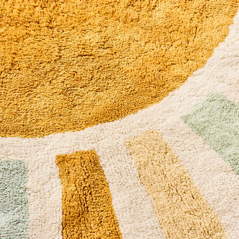 Retro Sun Sage & Ochre Multi Round Rug
