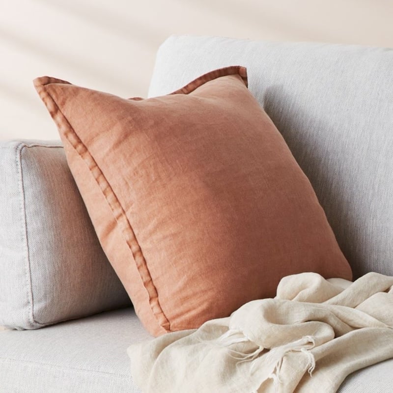 Belgian Desert Sand Vintage Washed Linen Cushion