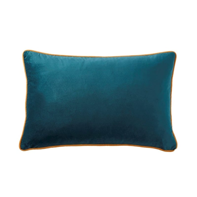 Munro Teal & Mustard Piped Velvet Cushion