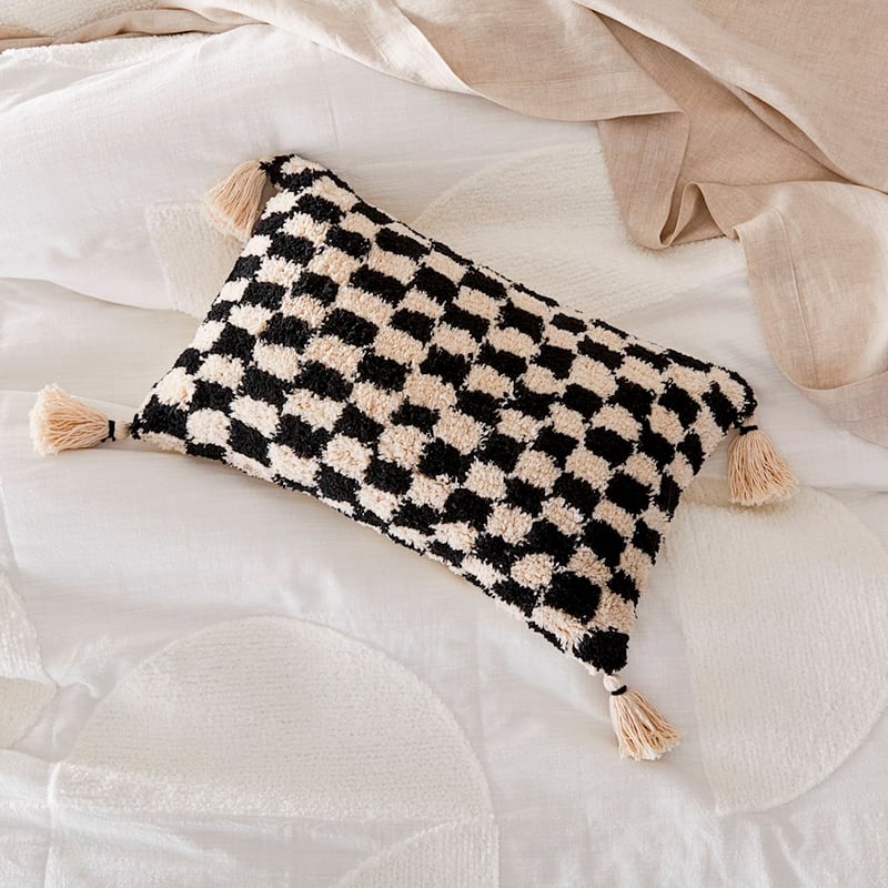 Checkerboard Black Tufted Cushion