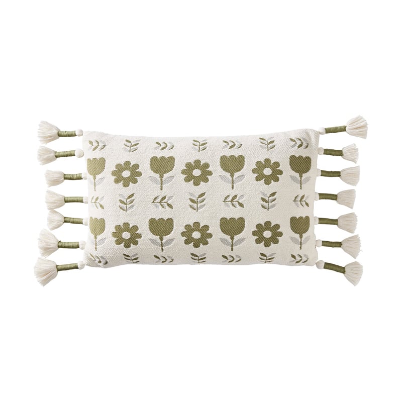 Esme Natural & Green Retro Cushion
