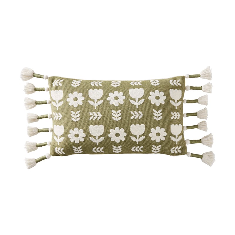 Esme Natural & Green Retro Cushion