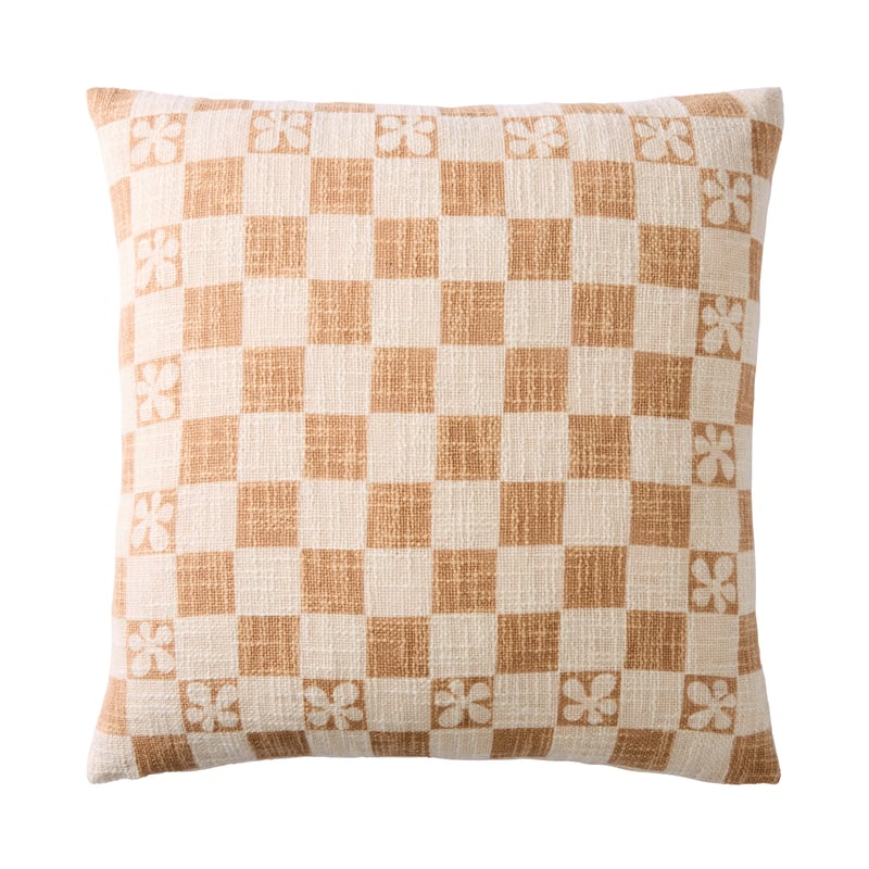 Daisy Check Tobacco & Natural Cushion