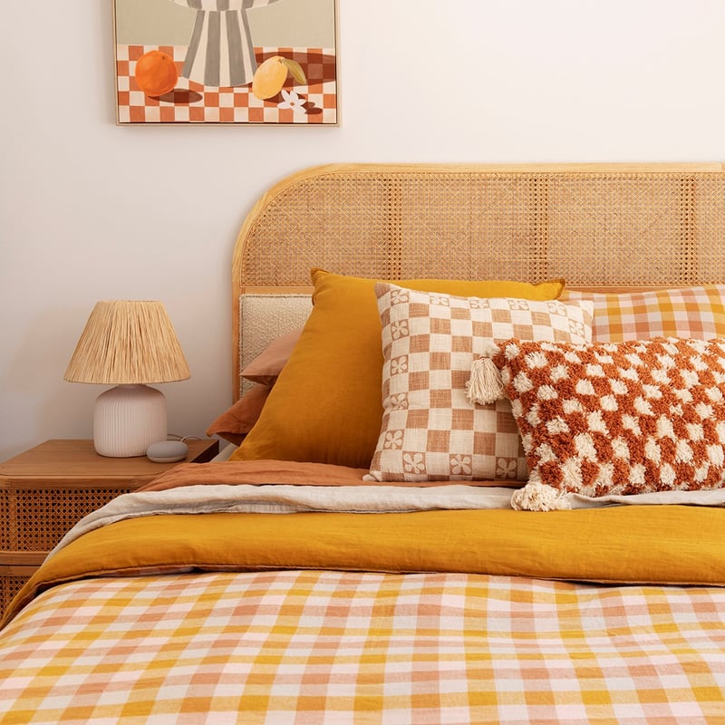 Daisy Check Tobacco & Natural Cushion