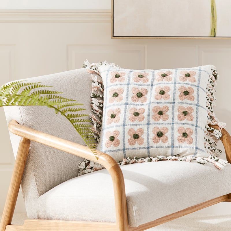 Daisy Pink & White Check Cushion