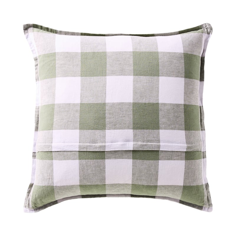 Belgian Forest & Linen Large Check Vintage Washed Linen Cushion