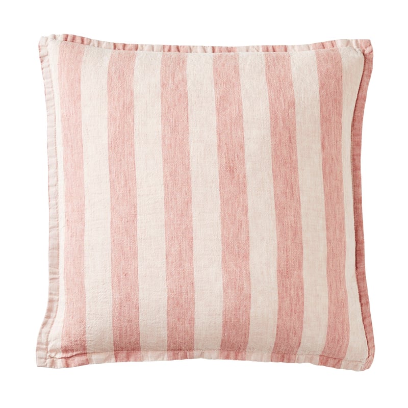 Belgian Dusty Rose & Nude Pink Stripe Vintage Washed Linen Cushion