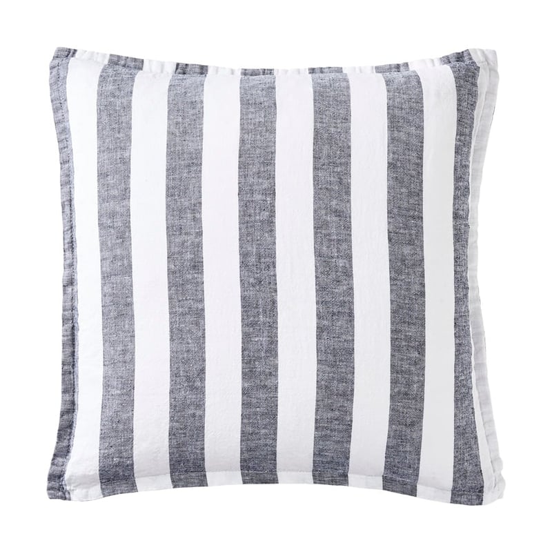 Belgian Navy & White Stripe Vintage Washed Linen Cushion