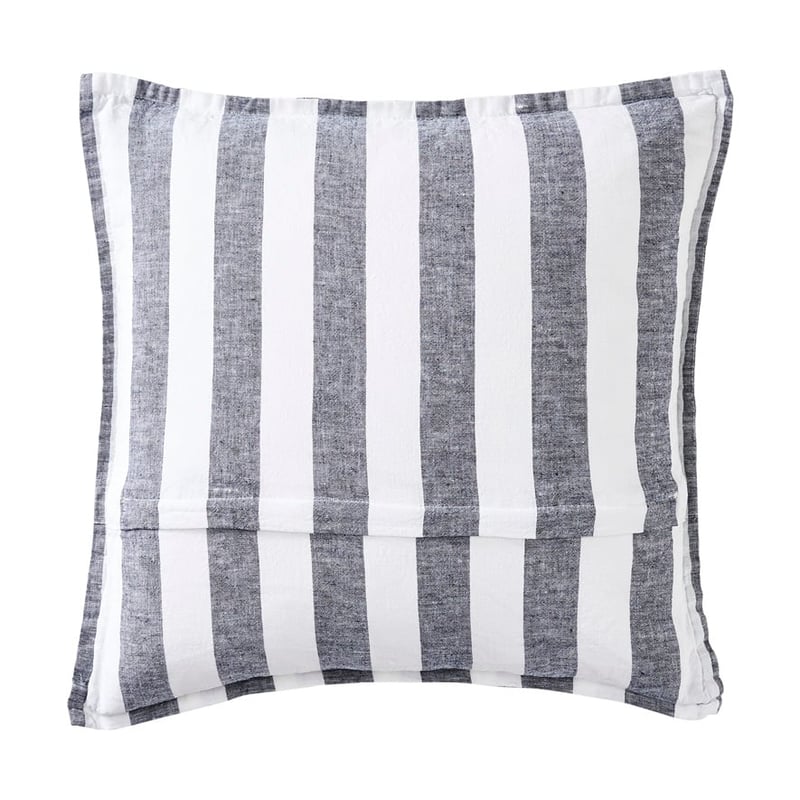 Belgian Navy & White Stripe Vintage Washed Linen Cushion