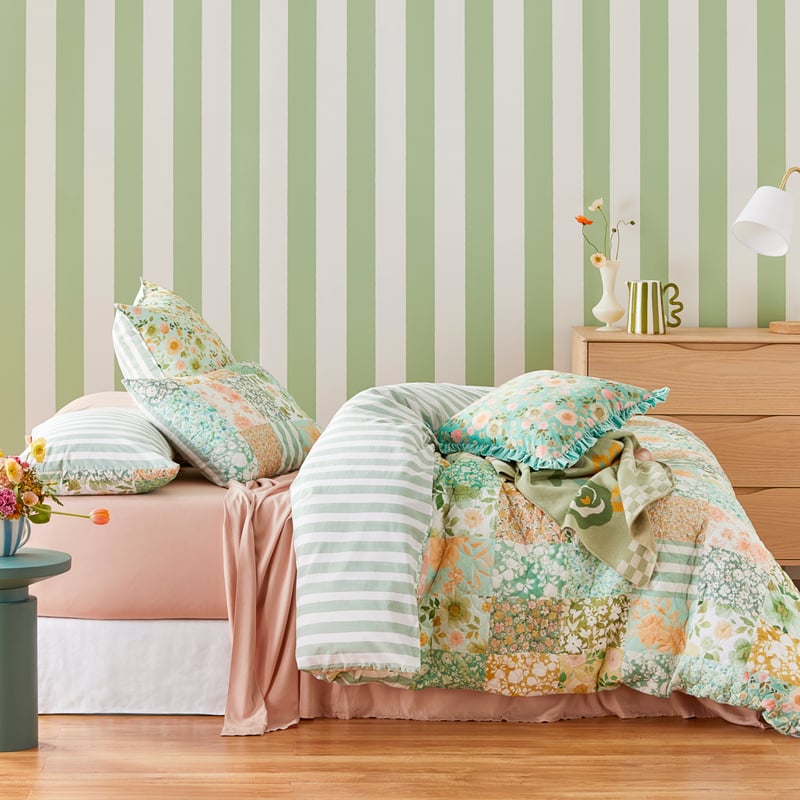 Harper Floral Green Ruffle Cushion