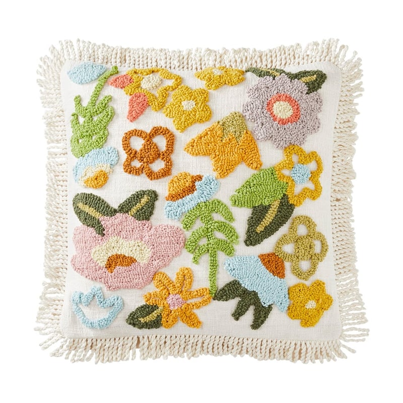 Charli Floral Natural Tufted Cushion