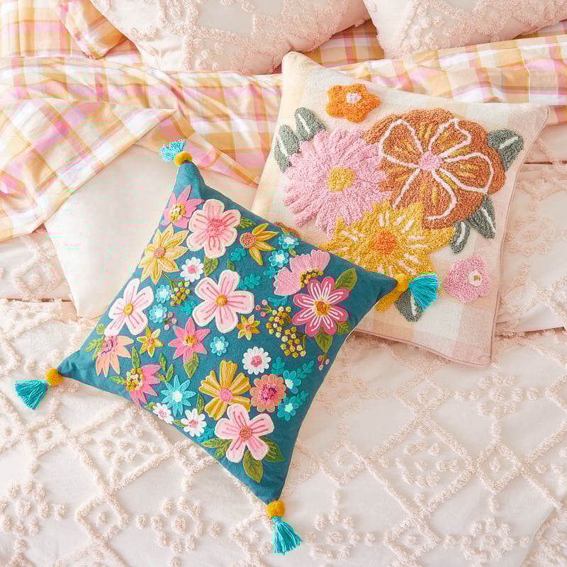 Ava Floral Teal & Pink Cushion