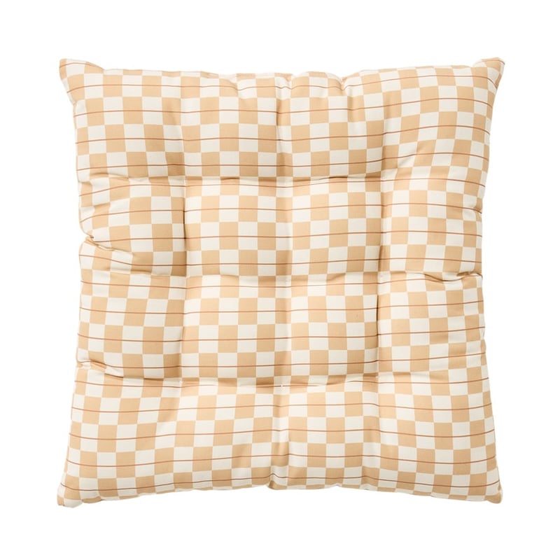 Outdoor Tan Checkerboard Chair Pad