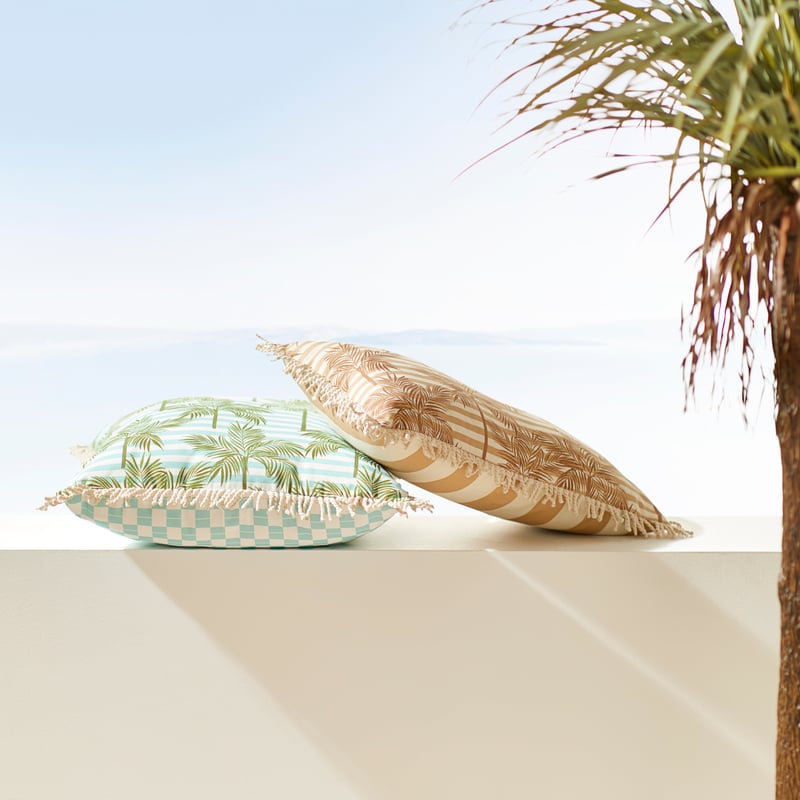 Outdoor Aqua Palm Cushion