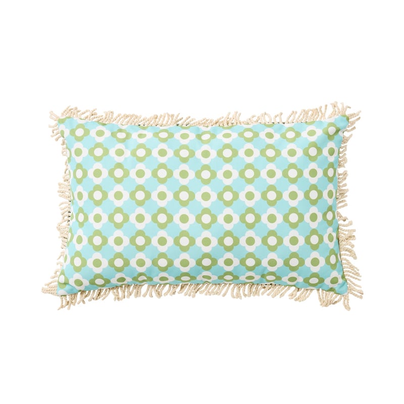 Outdoor Aqua Daisy Stripe Cushion