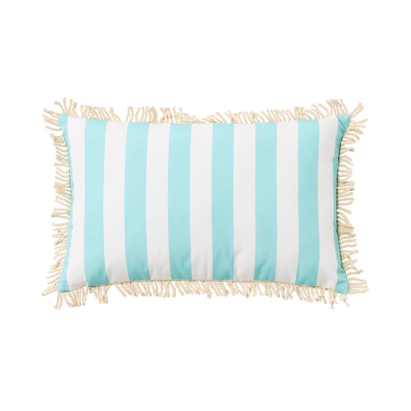 Outdoor Aqua Daisy Stripe Cushion