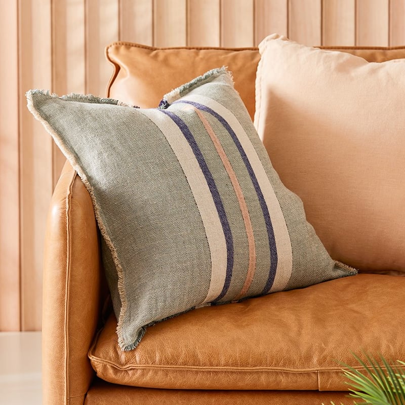 Indra Green Linen Cushion