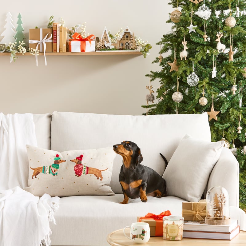 Festive Dachshund Cushion