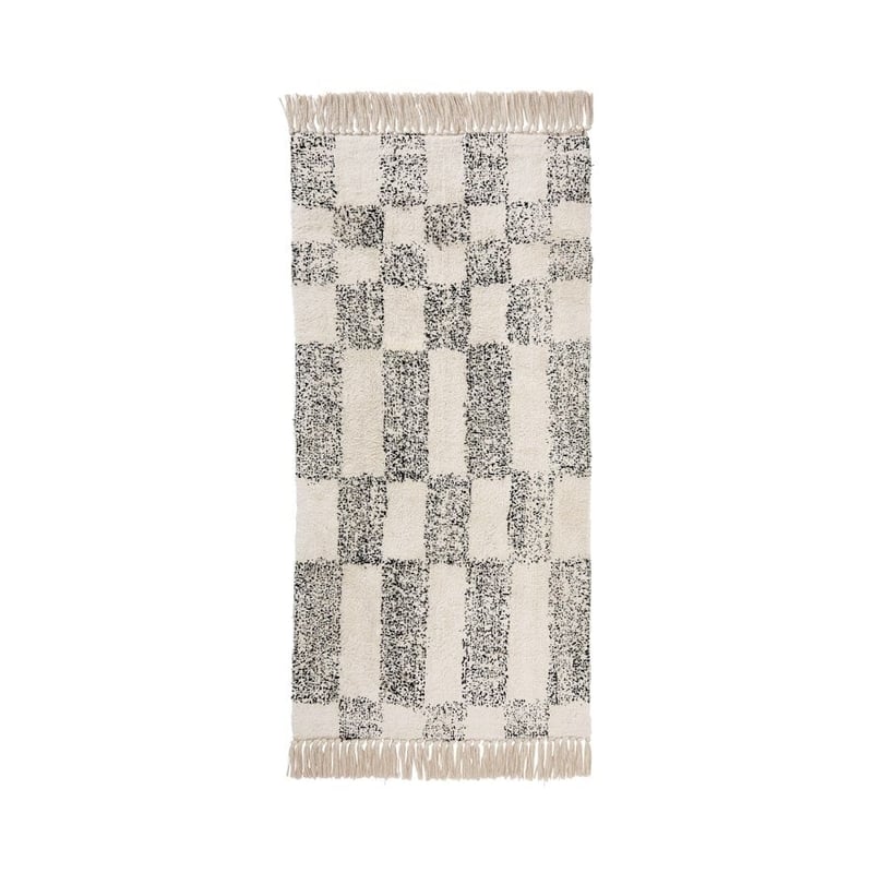 Flynn Black & Natural Check Rug Runner