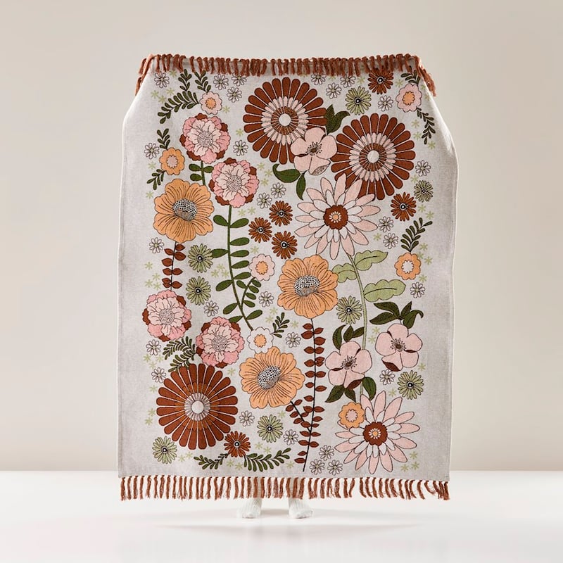 Retro Floral Multi Tapestry Throw