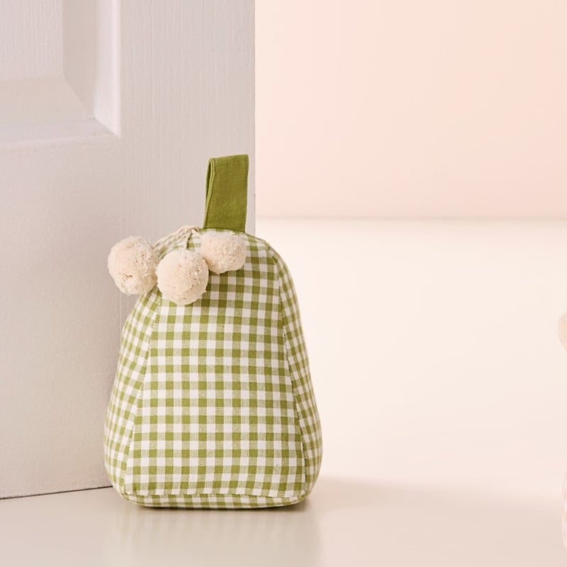 Green Gingham Door Stop